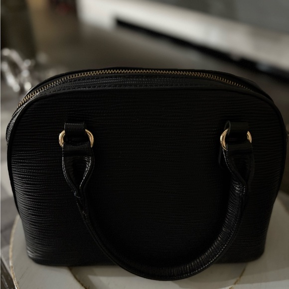 EPI Style Black Textured Dome Satchel with Gold Hardware - Picture 2 of 6